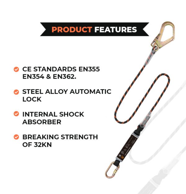 Single Leg Safety Lanyard 1.8m - Image 2
