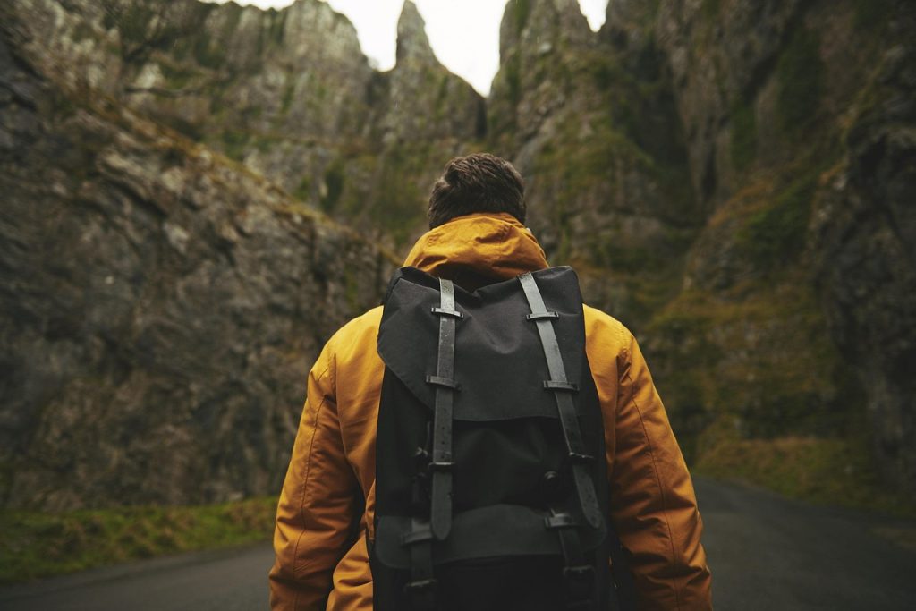 man, adventure, backpack, adult, male, outdoors, nature, person, recreation, mountains, hiker, hiking, hike, trek, travel, backpacking, backpacker